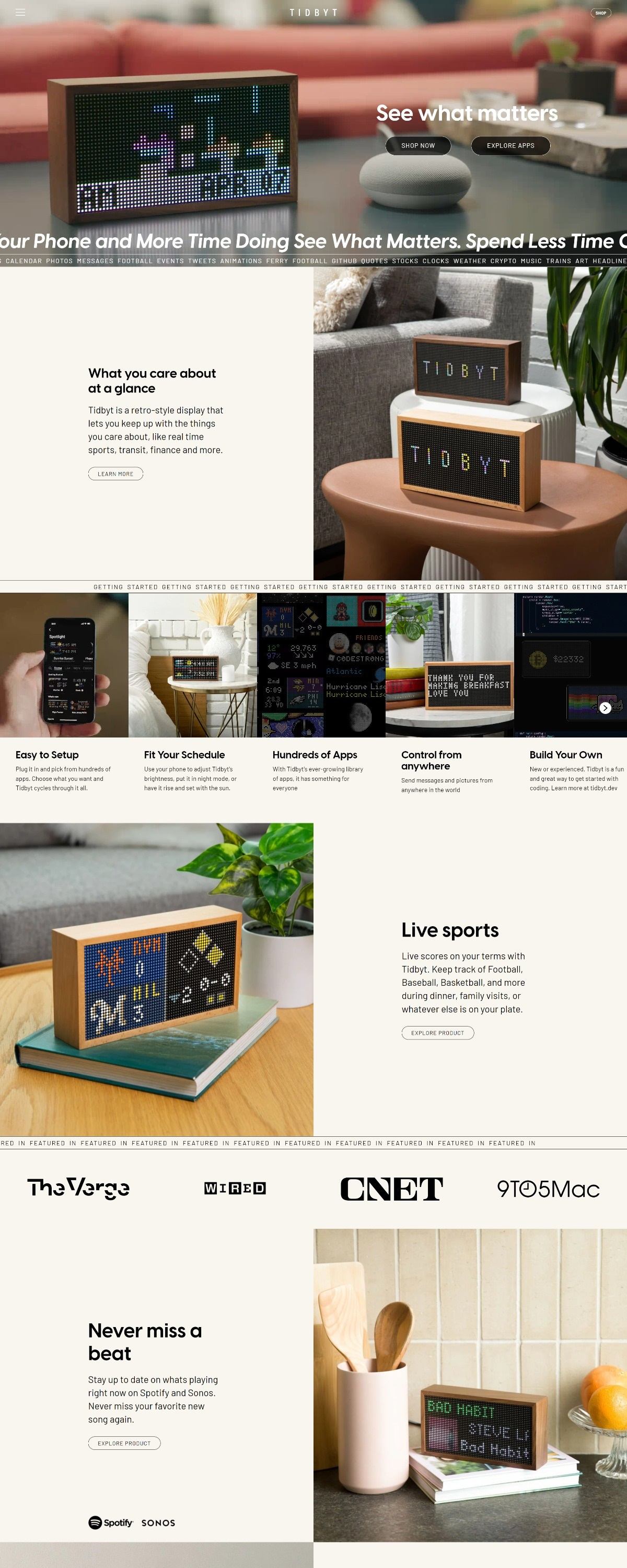 eCommerce website: Tidbyt