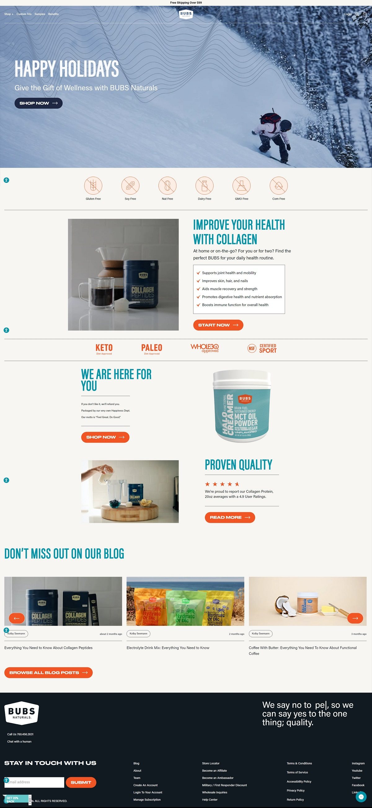 eCommerce website: BUBS Naturals