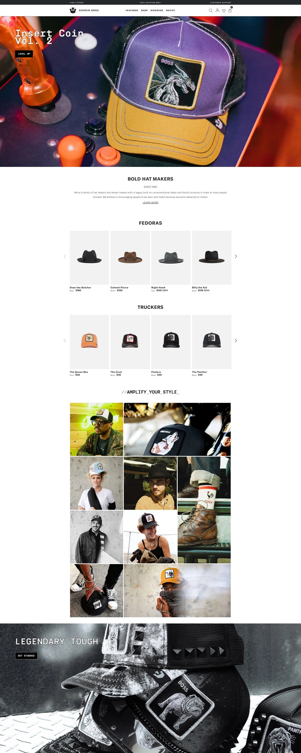 eCommerce website: Goorin Bros