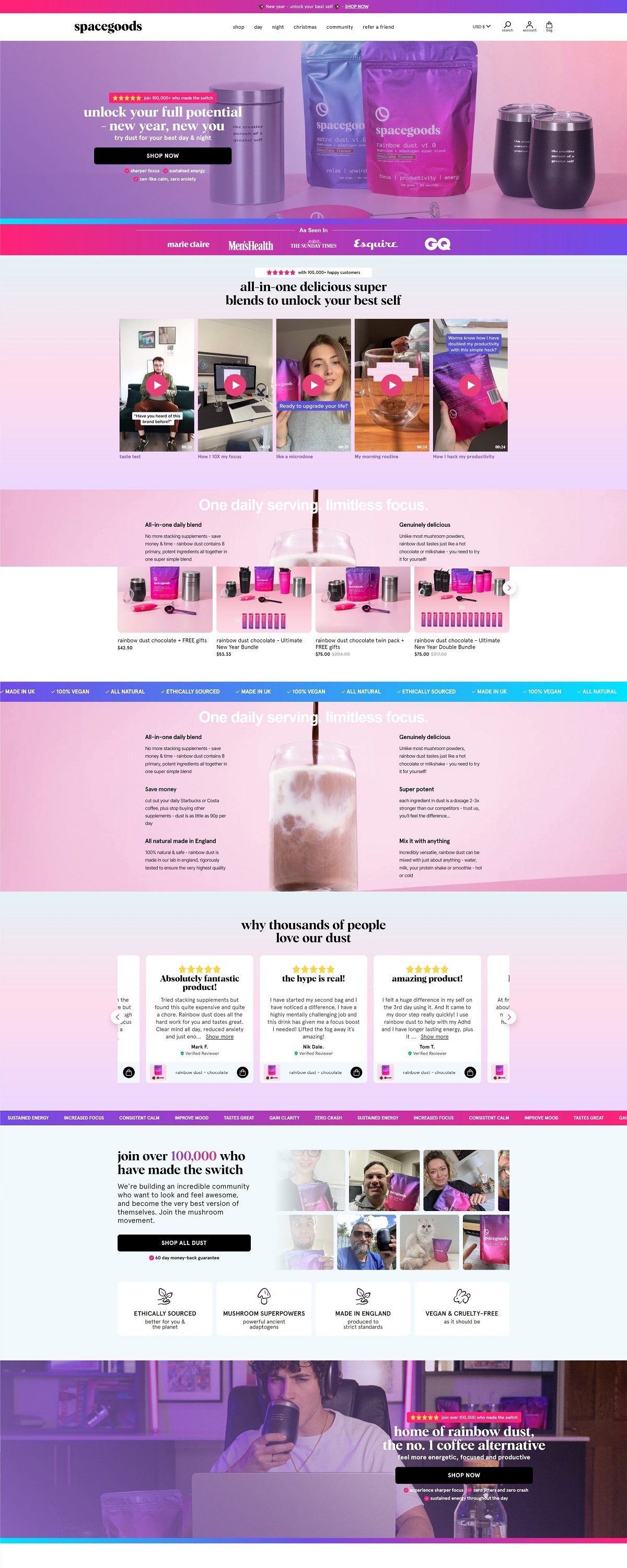 eCommerce website: Space Goods