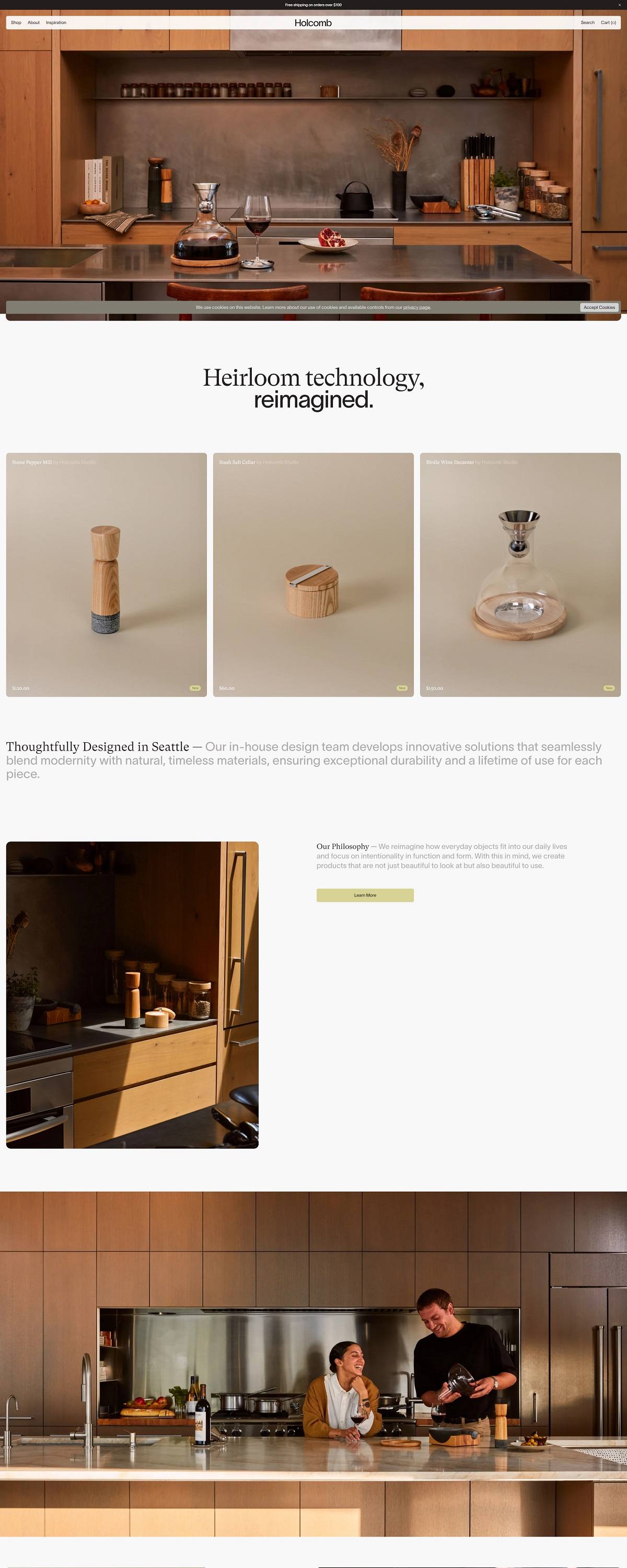 eCommerce website: Holcomb