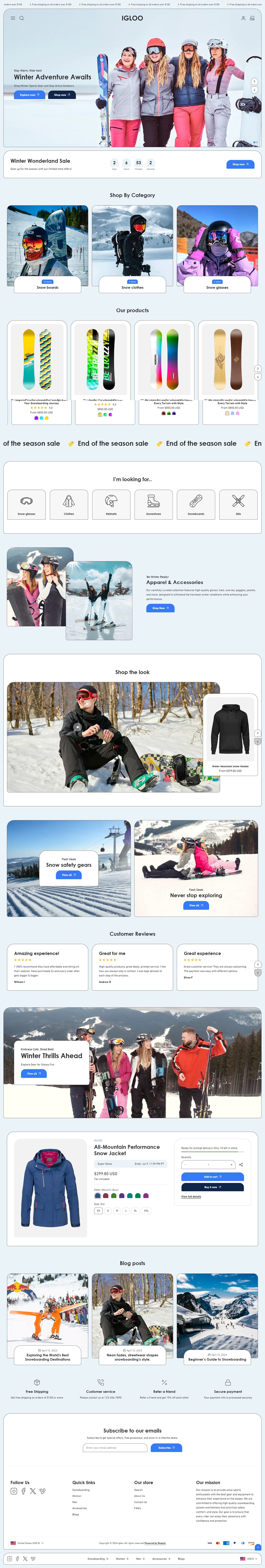 eCommerce website template: Igloo