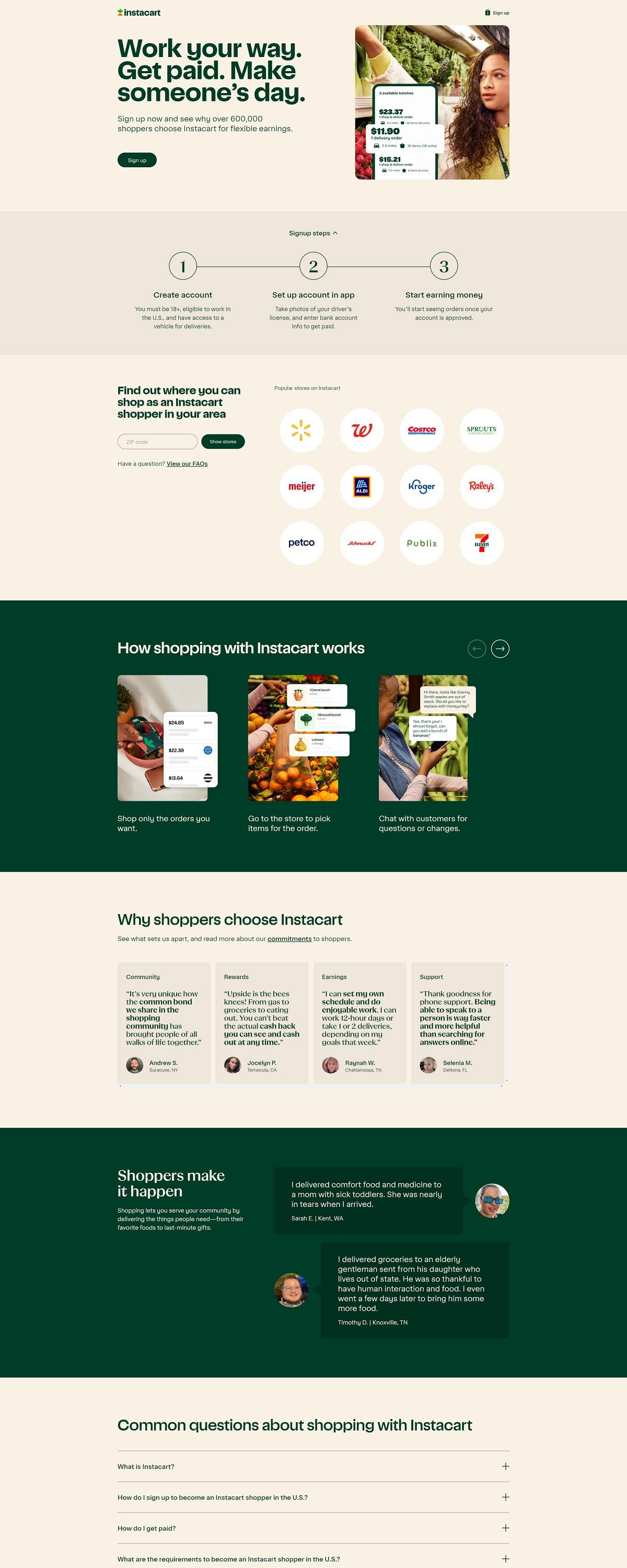 eCommerce website: Instacart Shoppers