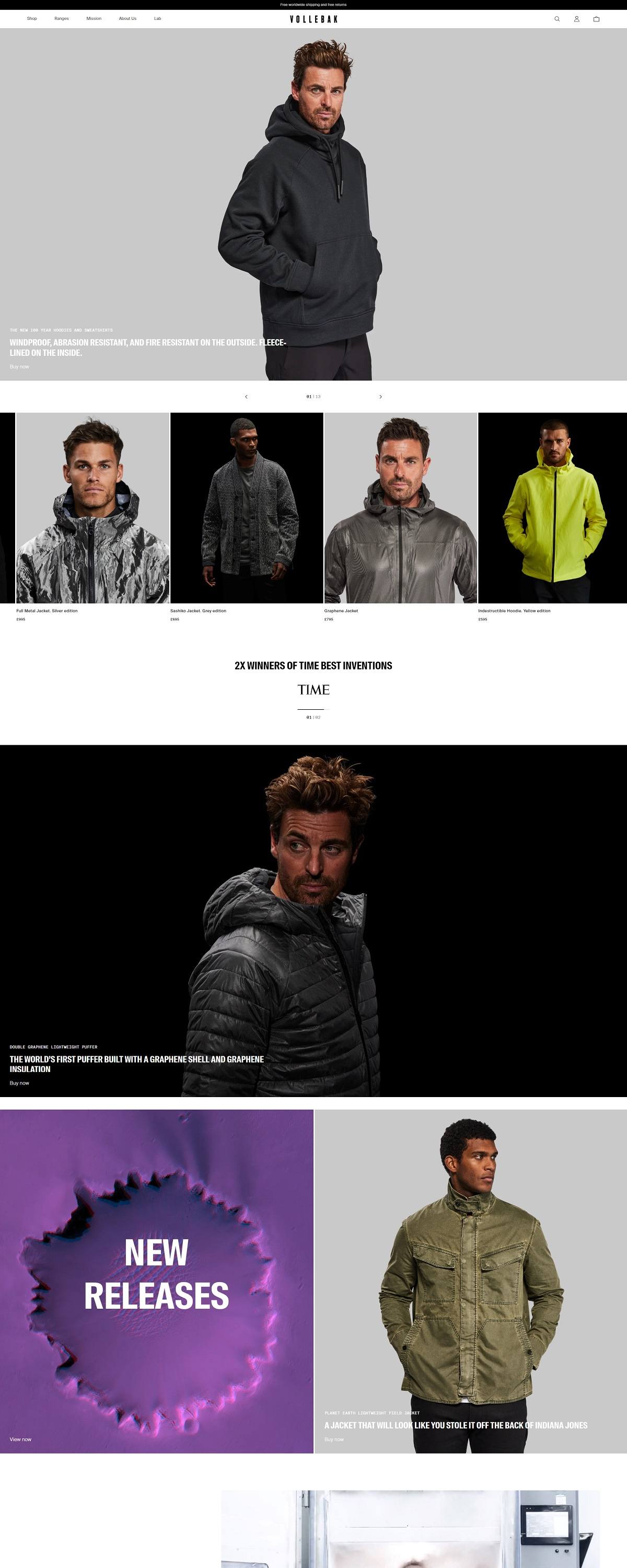eCommerce website: Vollebak