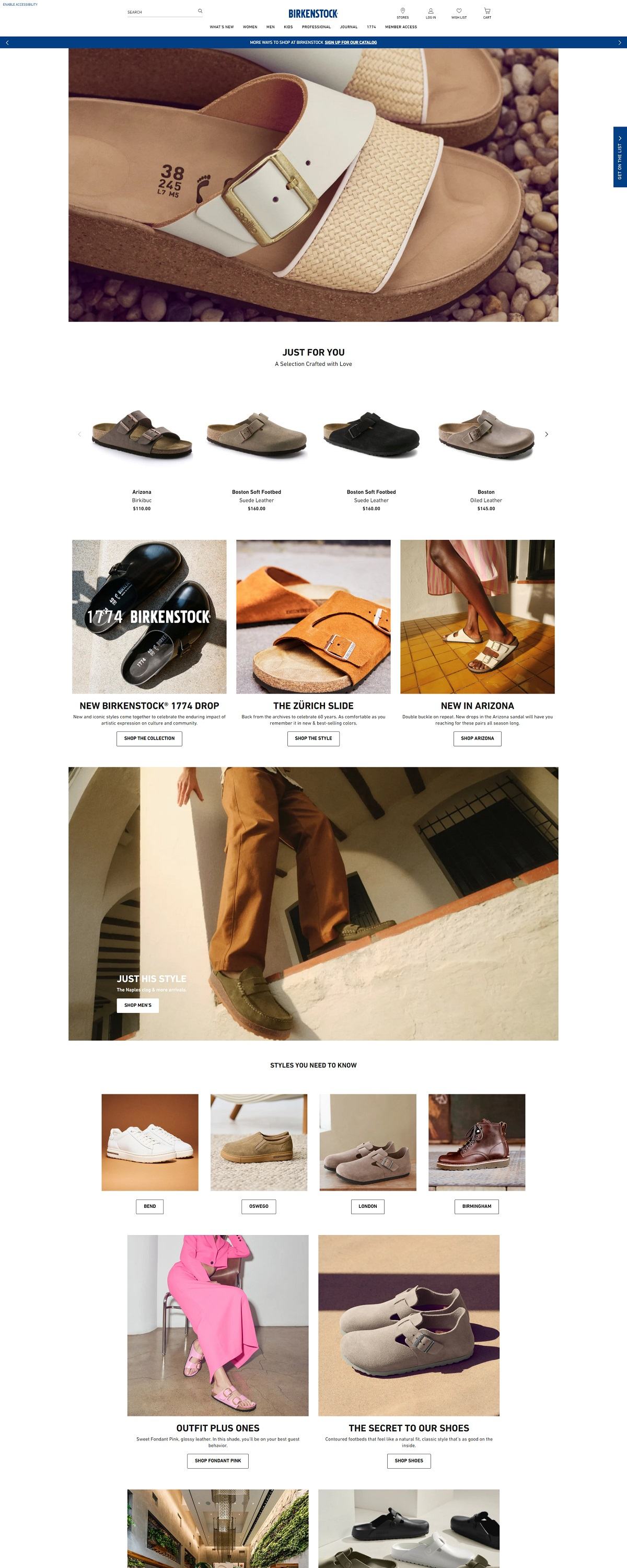 eCommerce website: Birkenstock