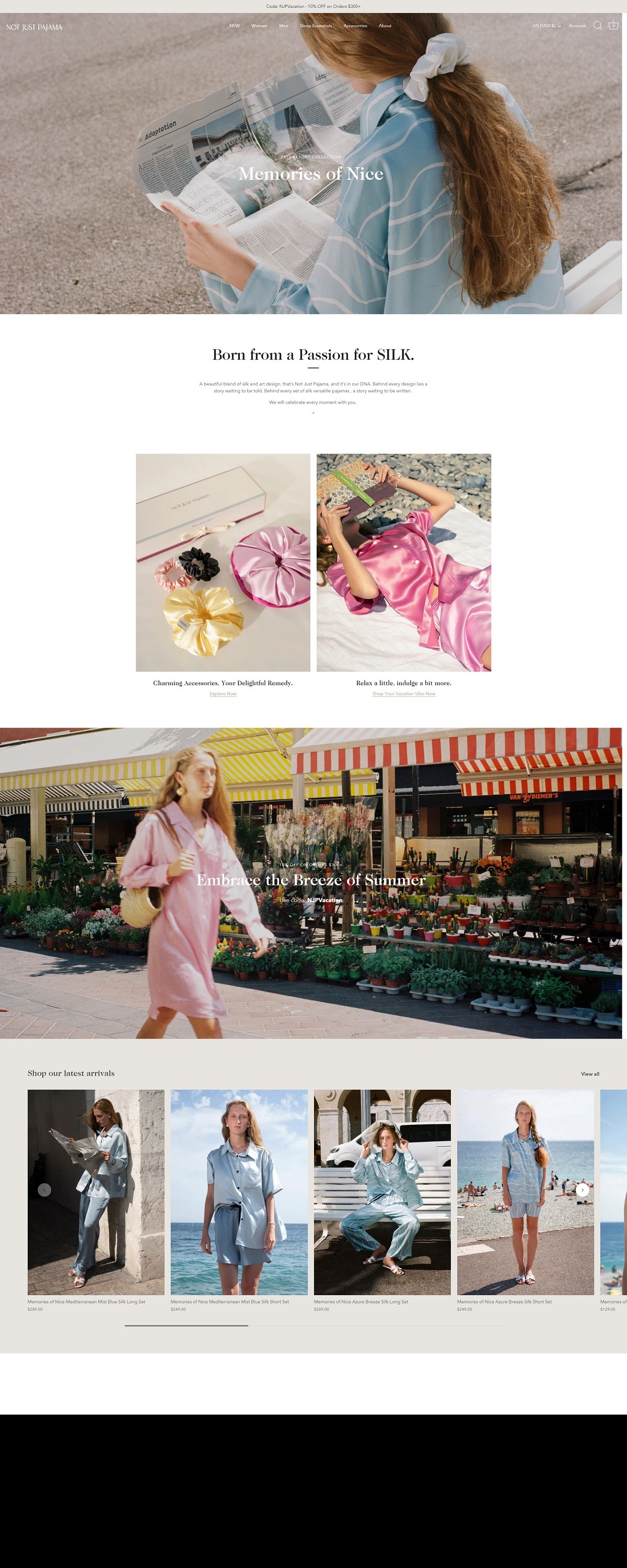 eCommerce website: Not Just Pajama