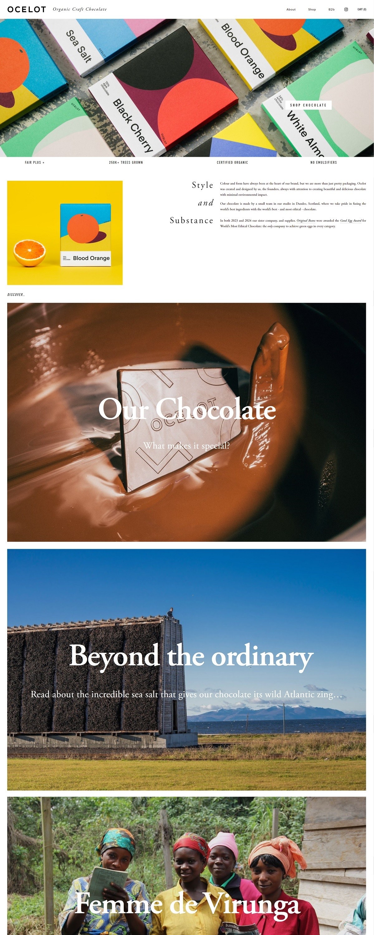 eCommerce website: Ocelot Chocolate