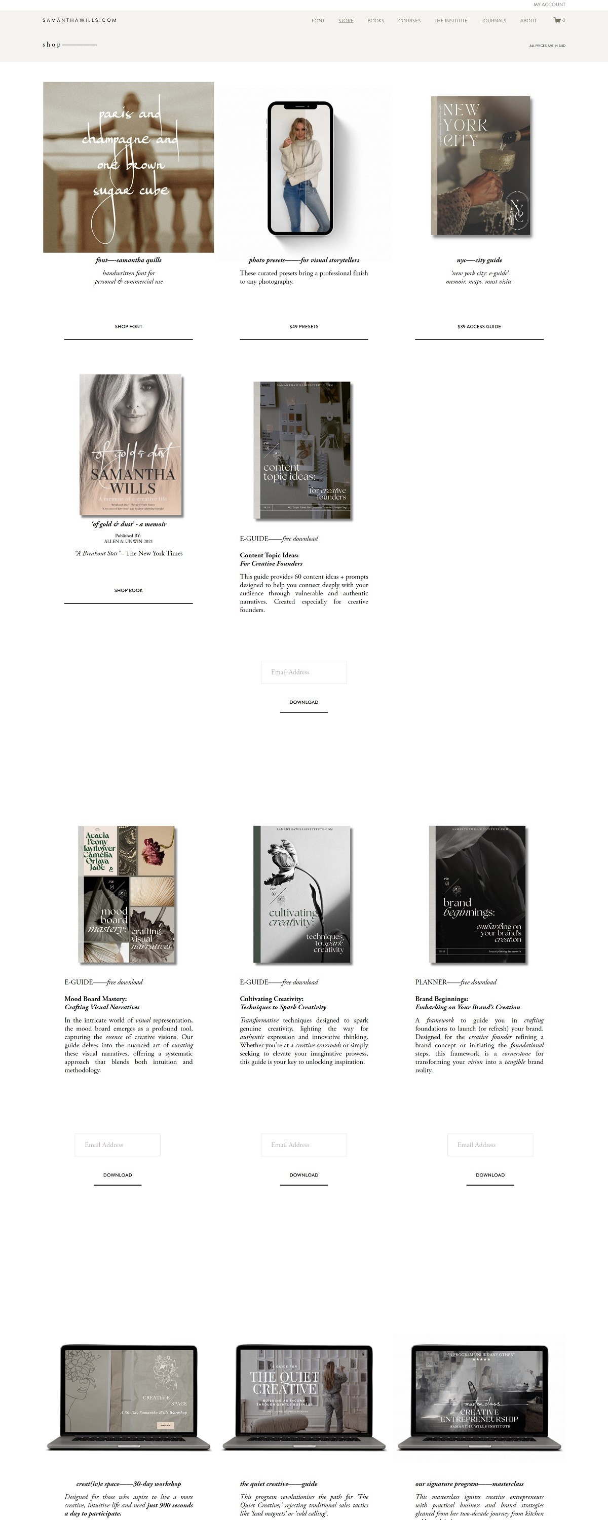 eCommerce website: Samantha Wills