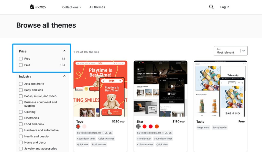 shopify themes homepage