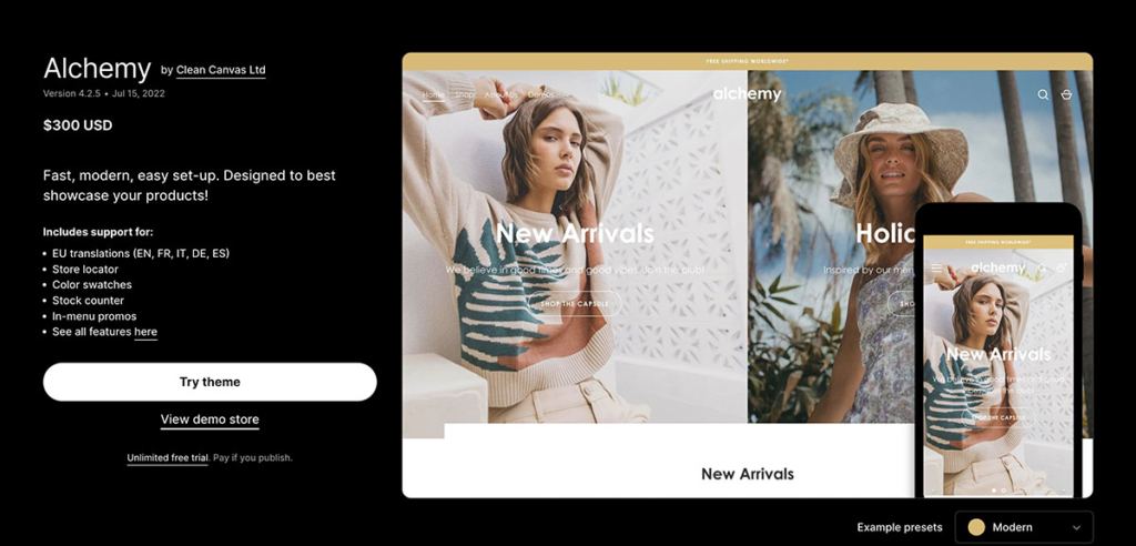 Alchemy shopify theme