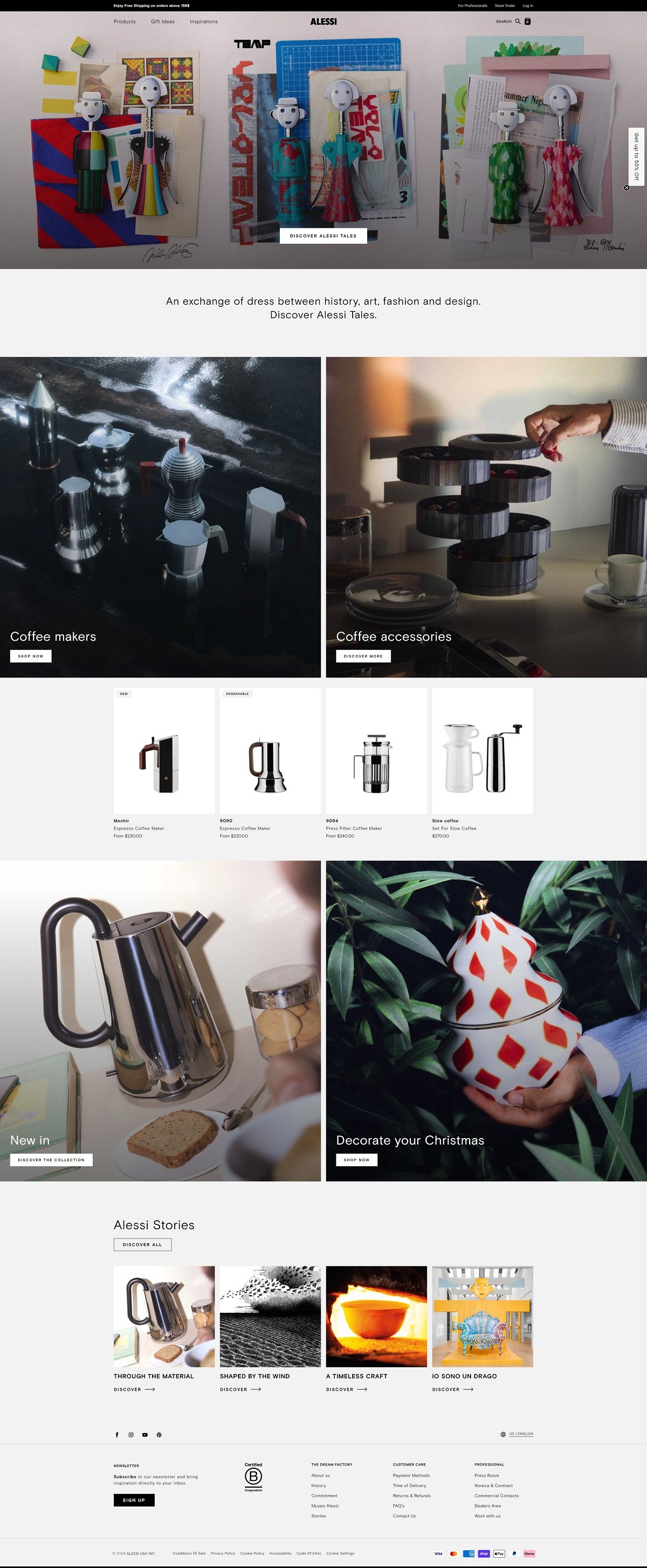 eCommerce website: ALESSI USA