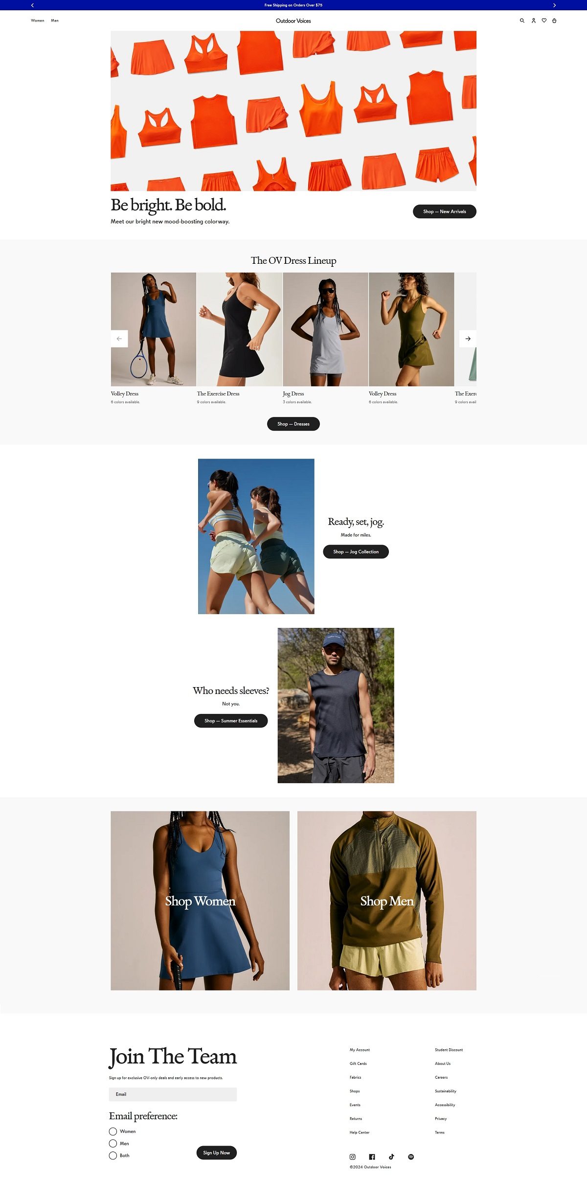 eCommerce website: Outdoor Voices