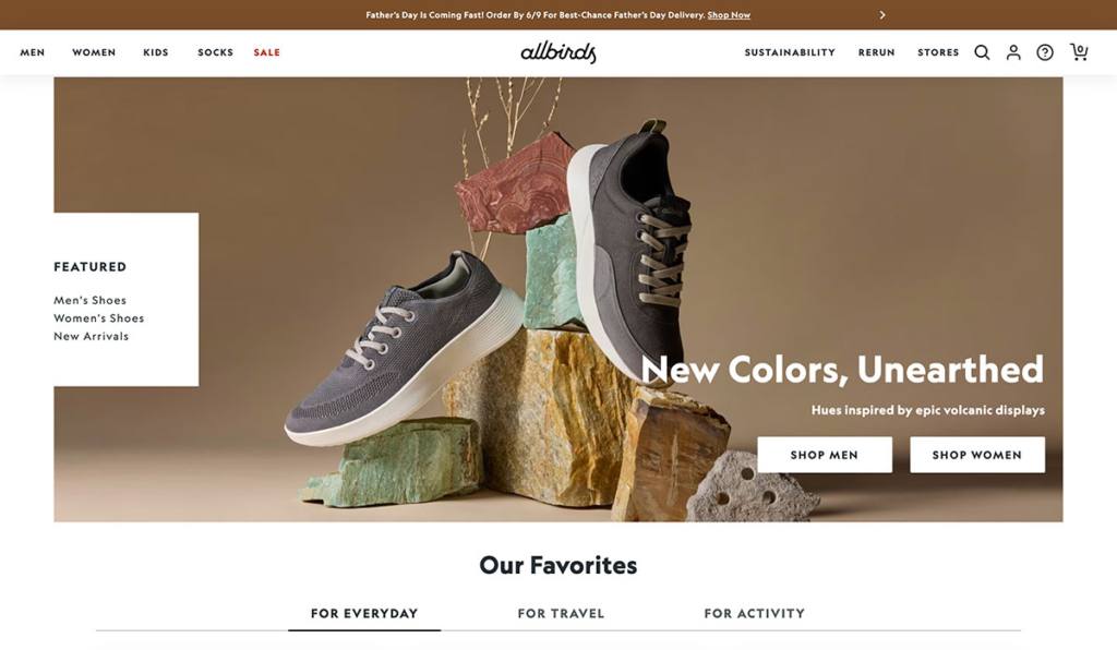 allbirds homepage