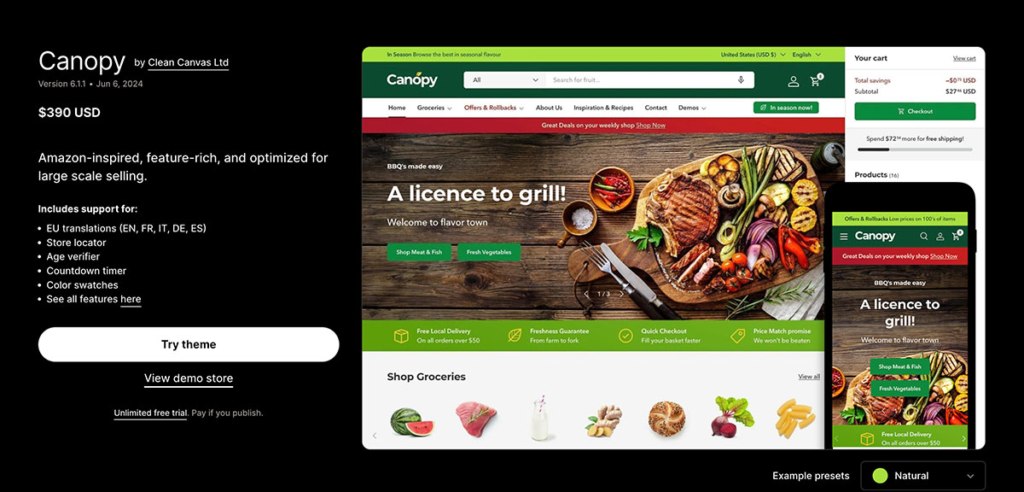 canopy shopify theme