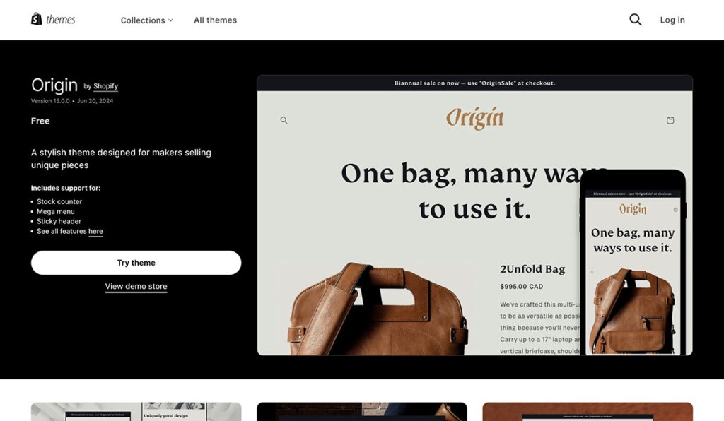 origin free shopify theme