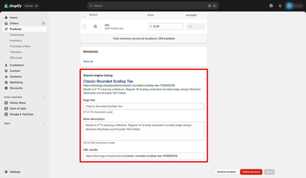 shopify seo settings