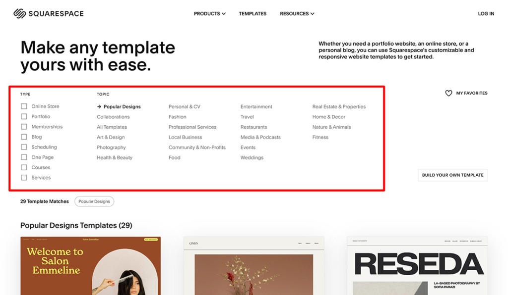 squarespace templates
