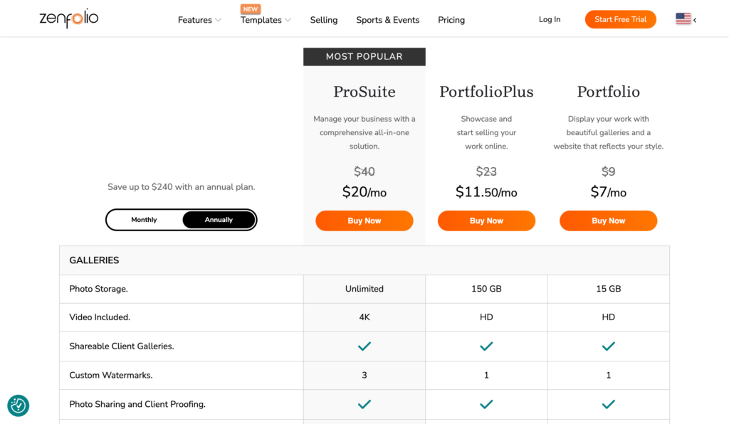 zenfolio pricing