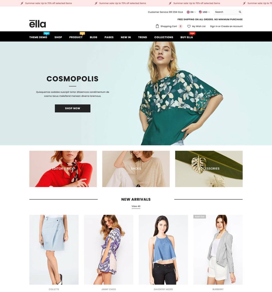 Ella Shopify Theme - classic design