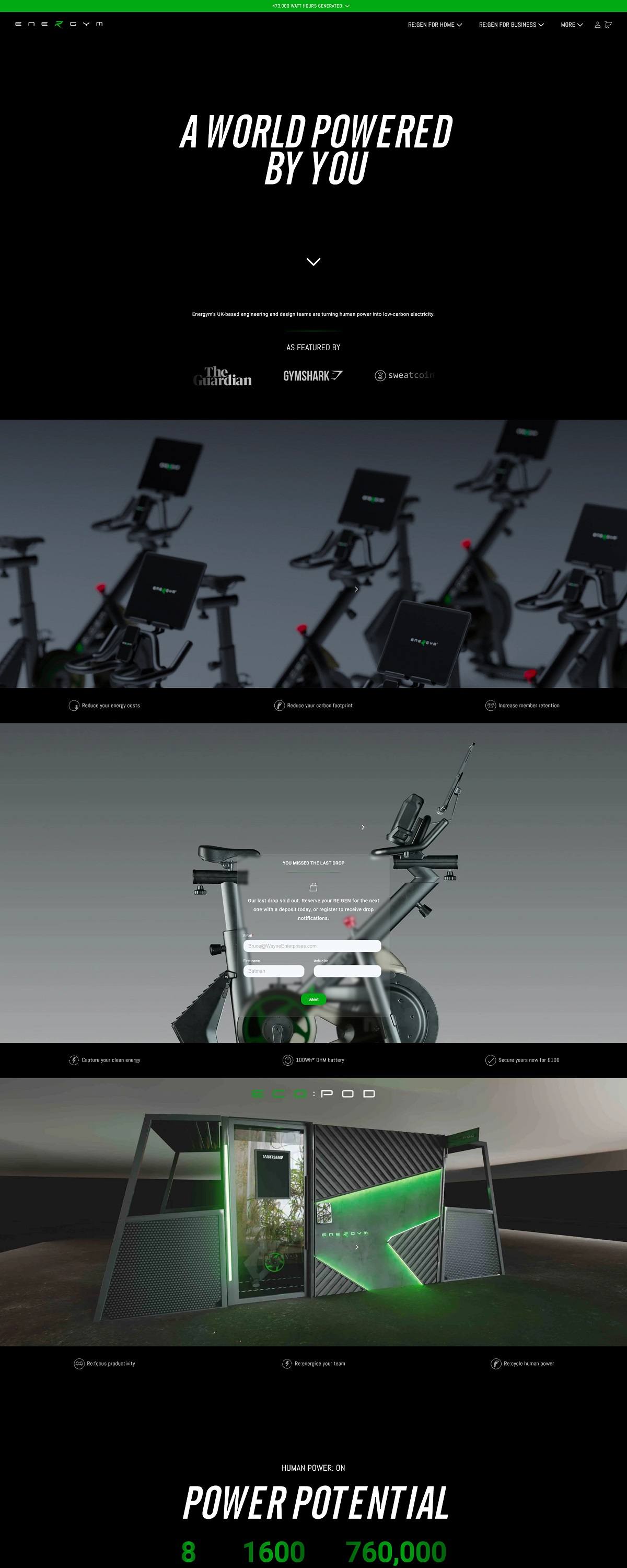 eCommerce website: Energym