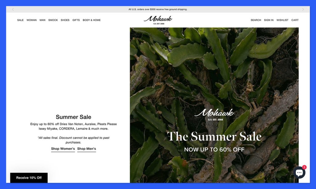 Mohawk homepage example