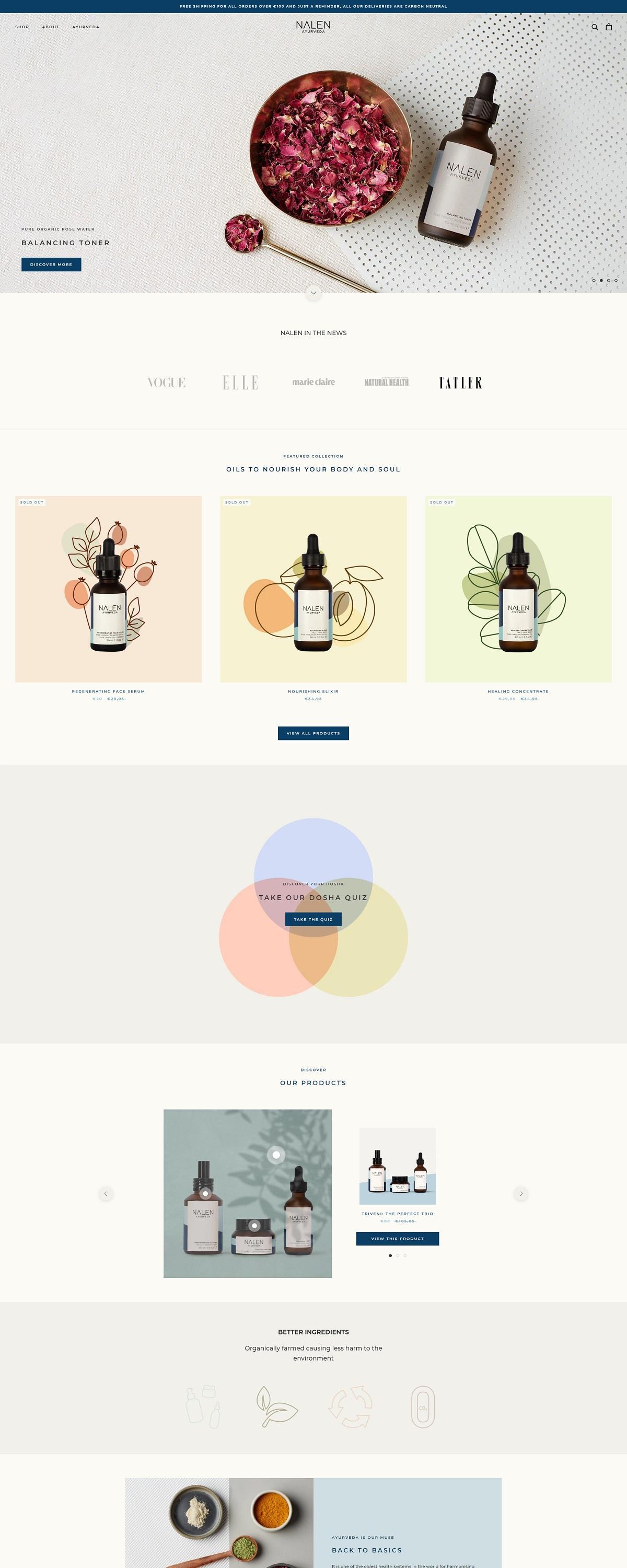 eCommerce website: Nalen Ayurveda