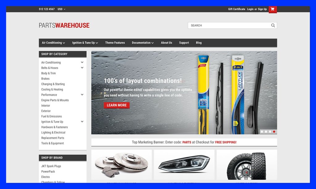 Parts Warehouse Classic bigcommerce theme