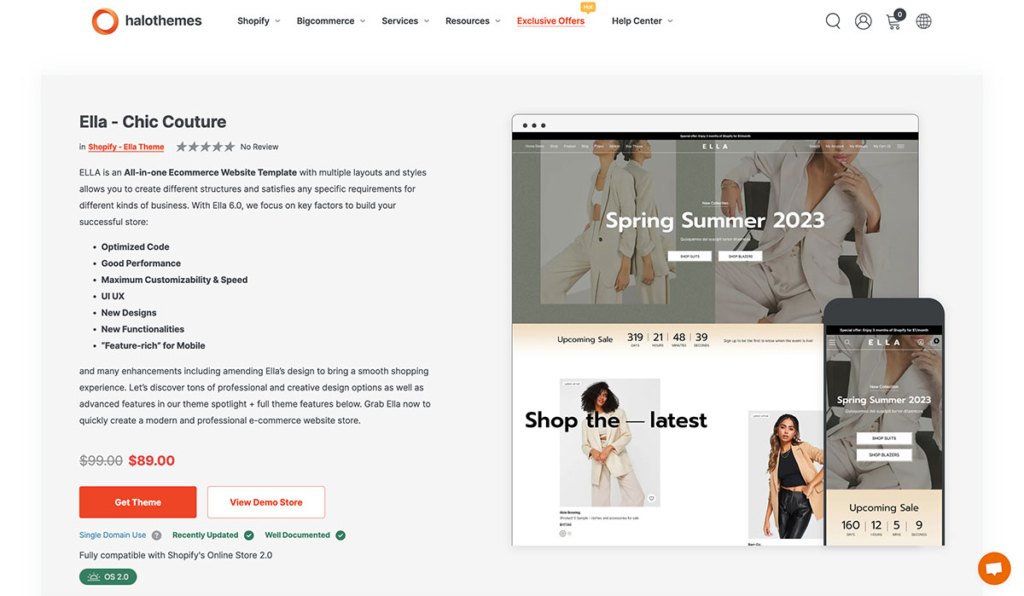 Pricing for Ella Shopify Theme