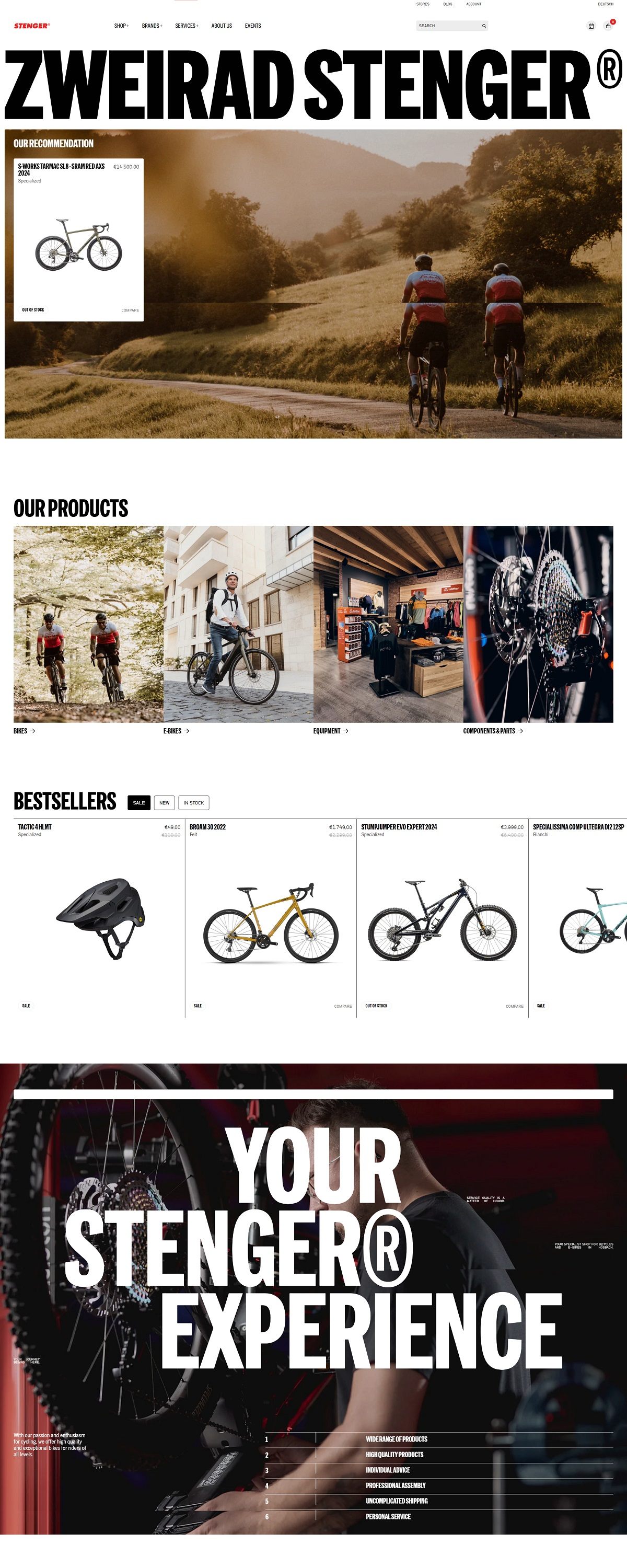 eCommerce website: Stenger Bike