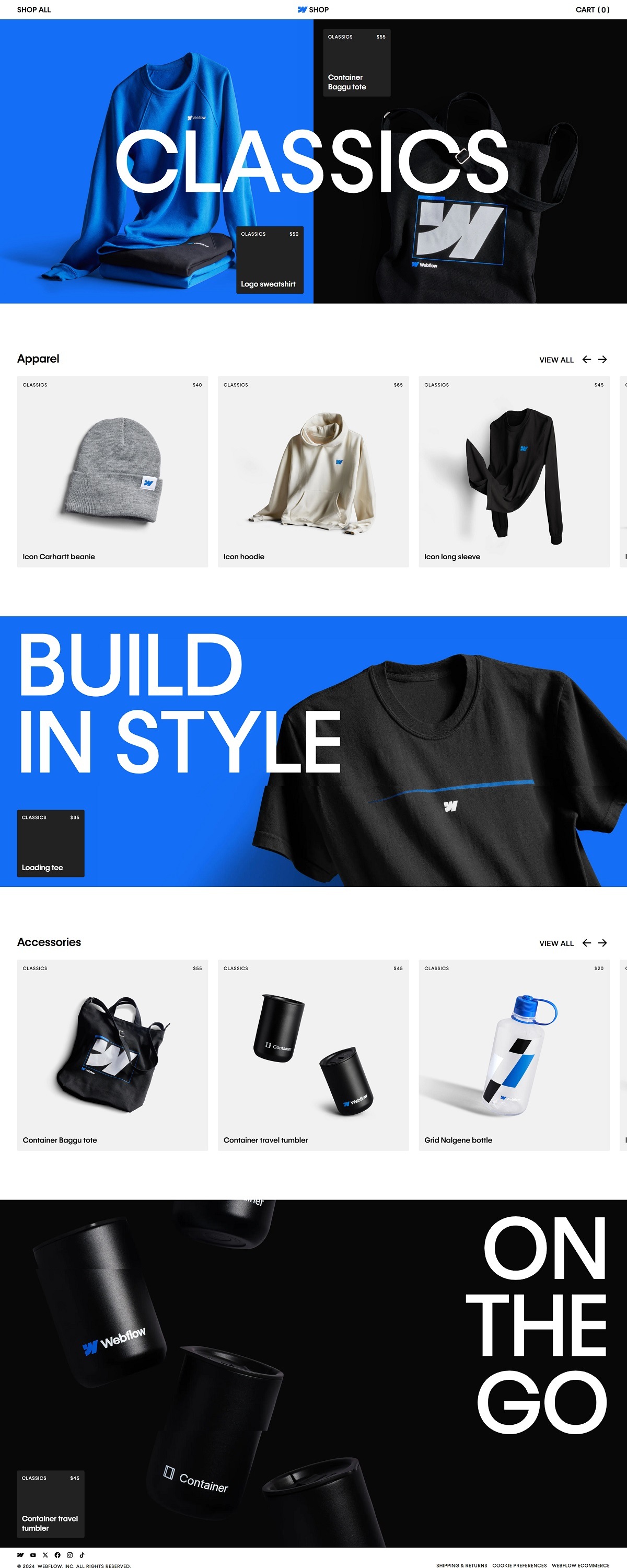 eCommerce website: Webflow Shop