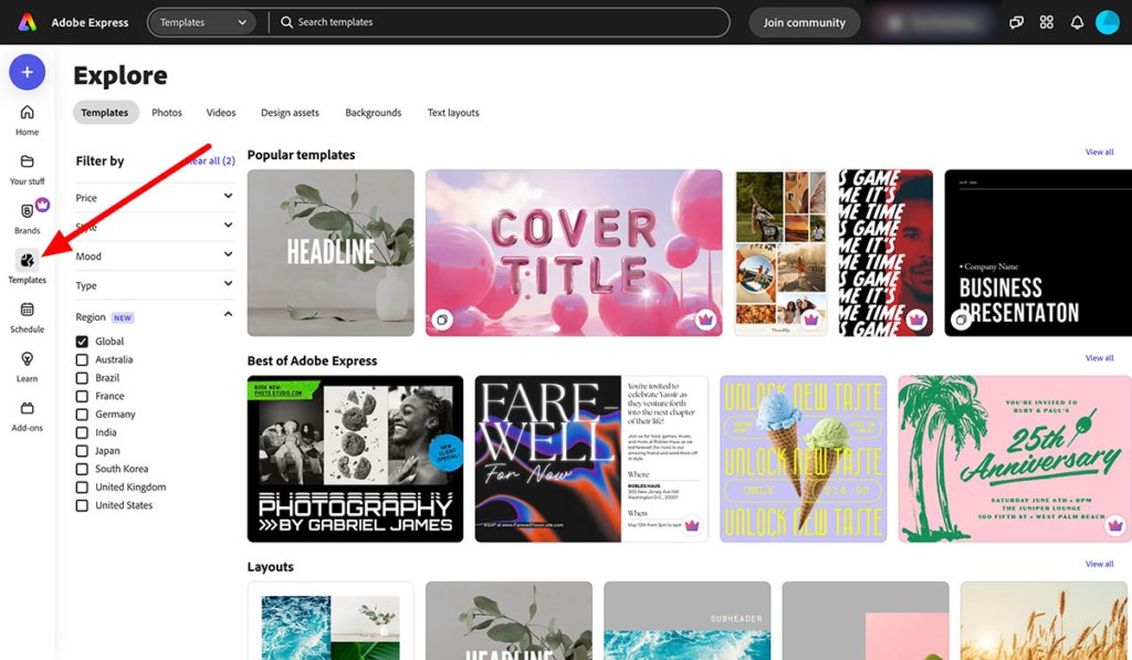 adobe express templaytes