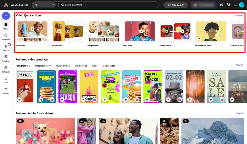 adobe express videos
