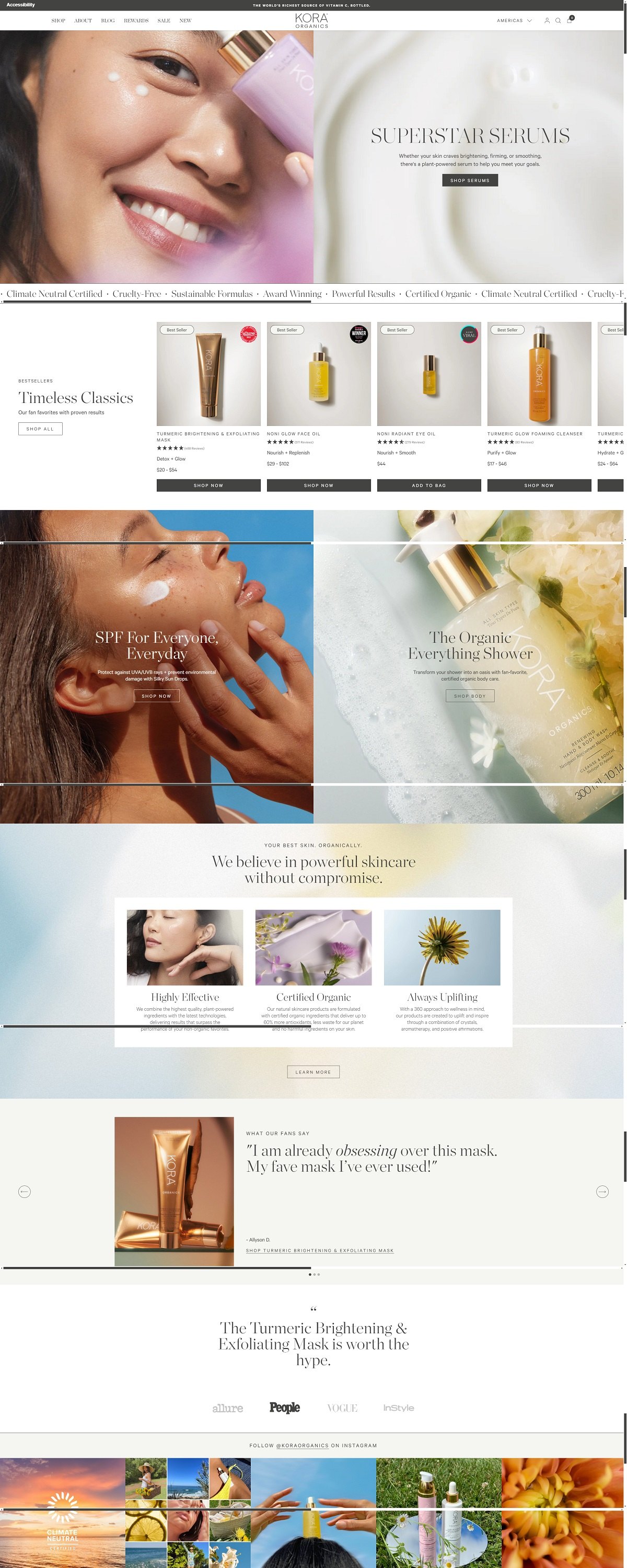 eCommerce website: Kora Organics