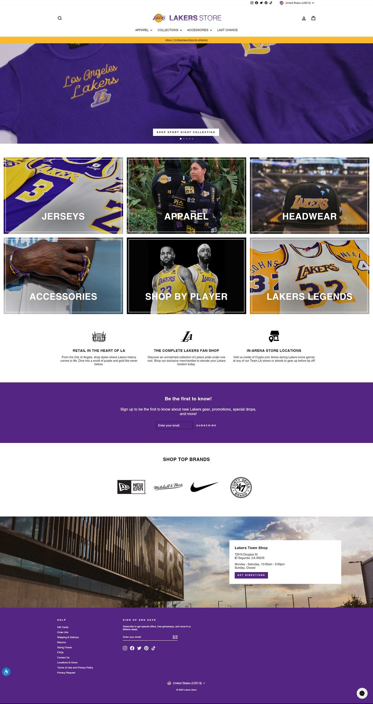 eCommerce website: Lakers Store