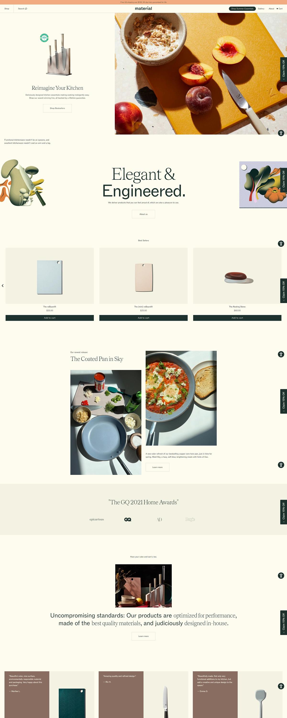 eCommerce website: Material