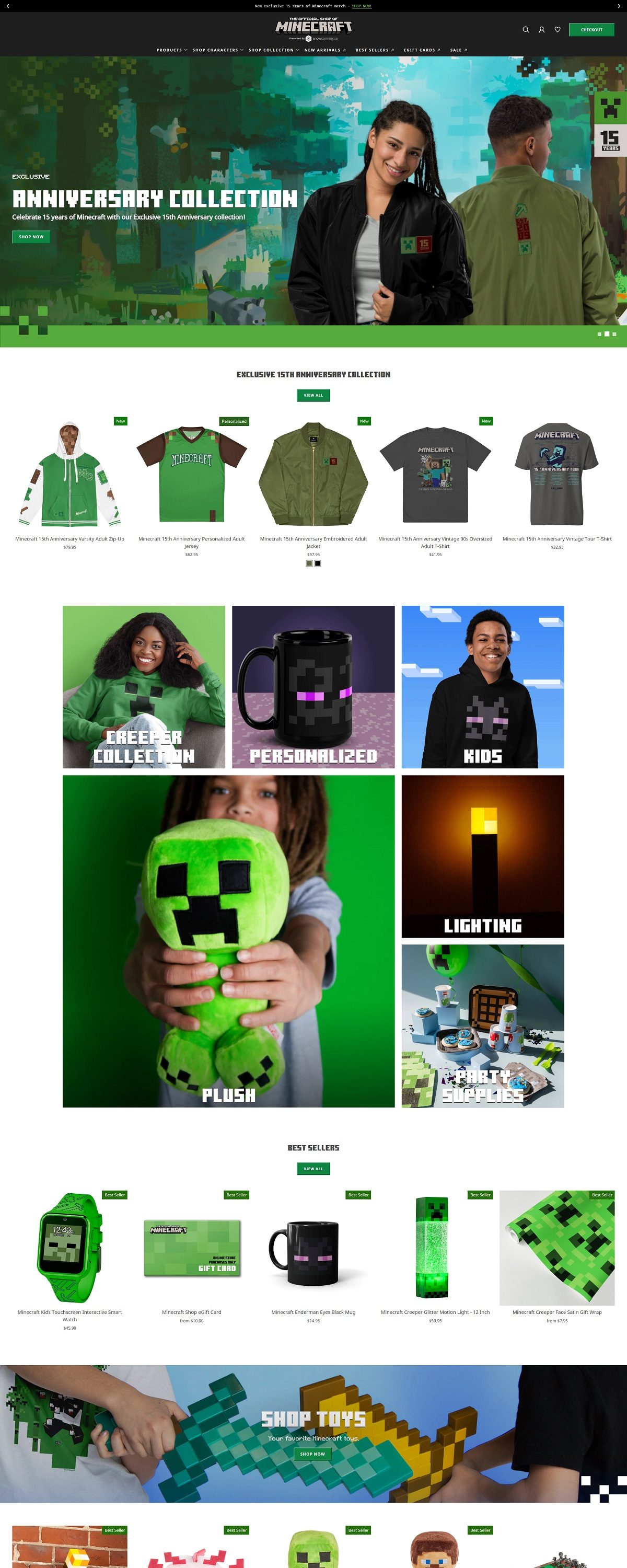 eCommerce website: Minecraft Official Shop