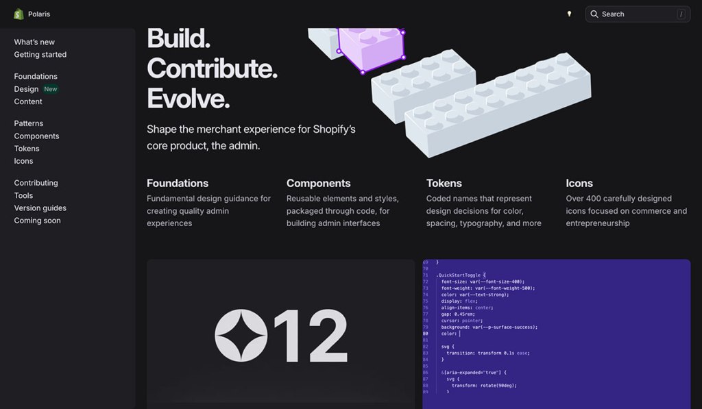 shopify polaris homepage