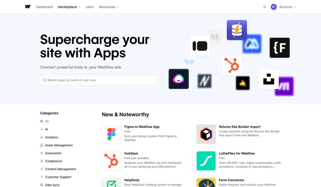 webflow apps and integrations