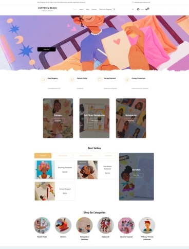 eCommerce website: Copper and Brass Paper Goods