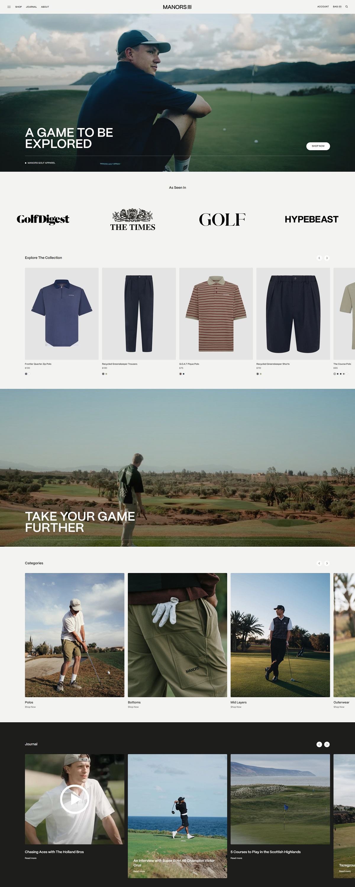 eCommerce website: Manors