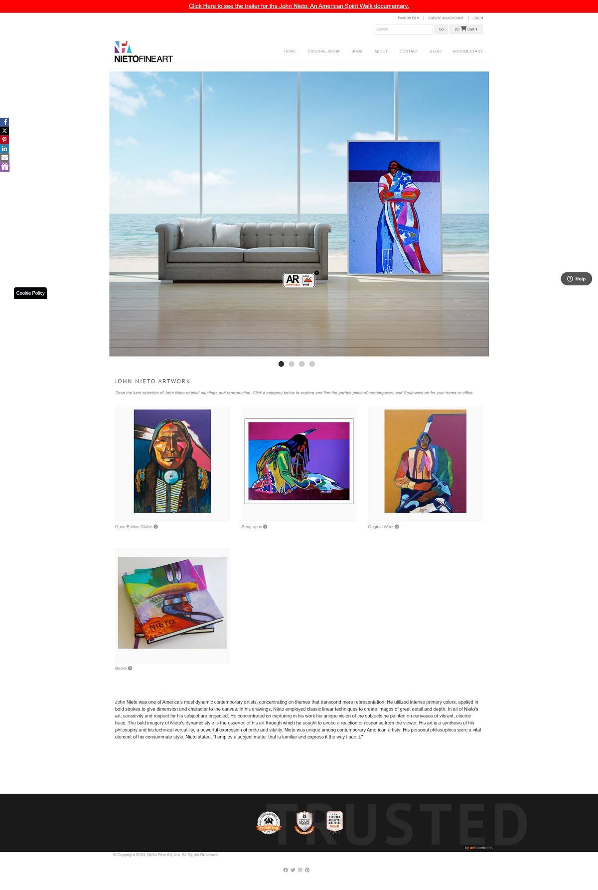 eCommerce website: Nieto Fine Art