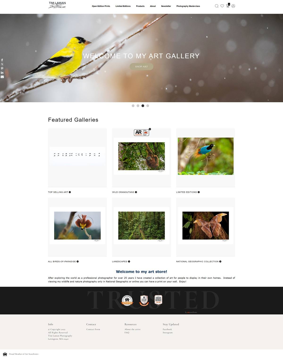 eCommerce website: Tim Laman Fine Art