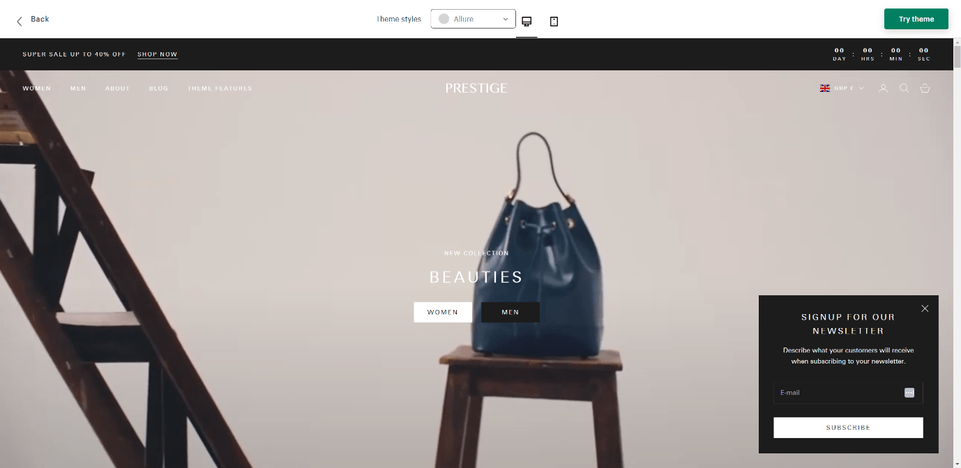 Allure style of Prestige Shopify theme