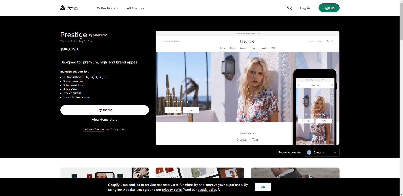 shopify prestige theme