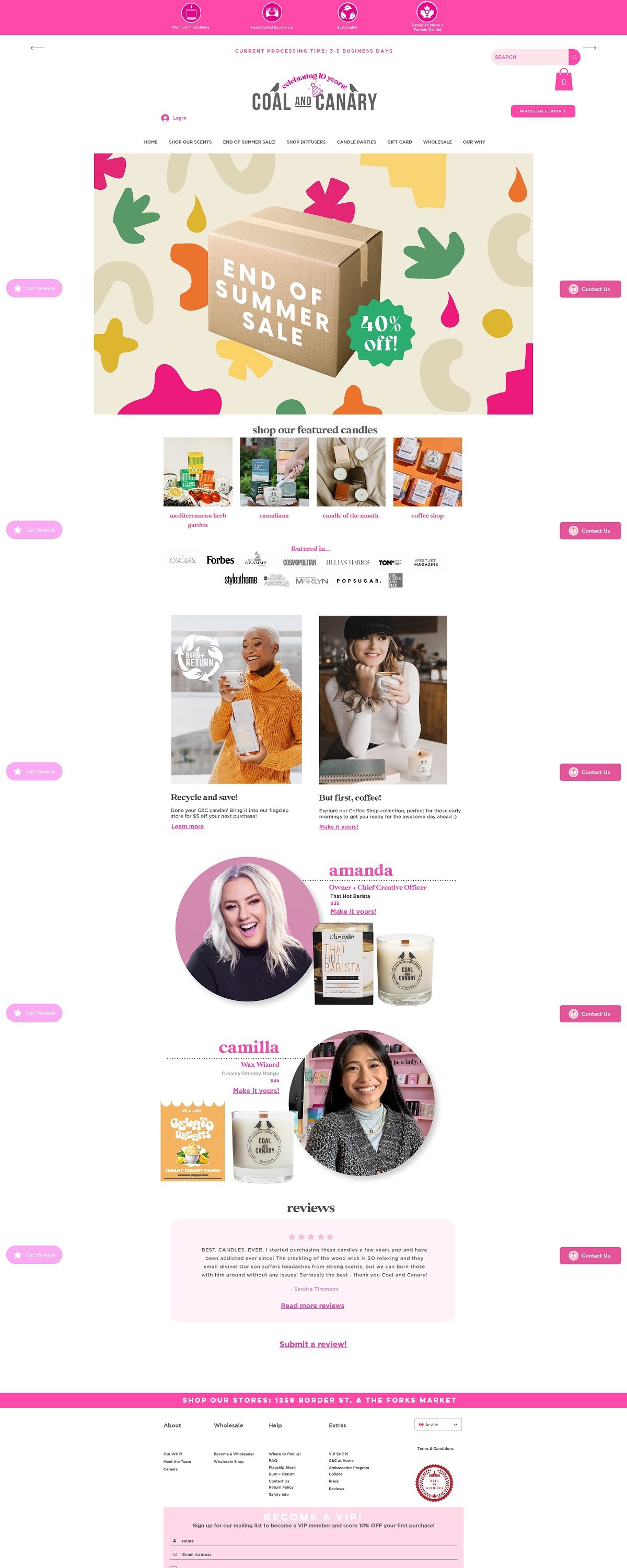 eCommerce website: Coal and Canary