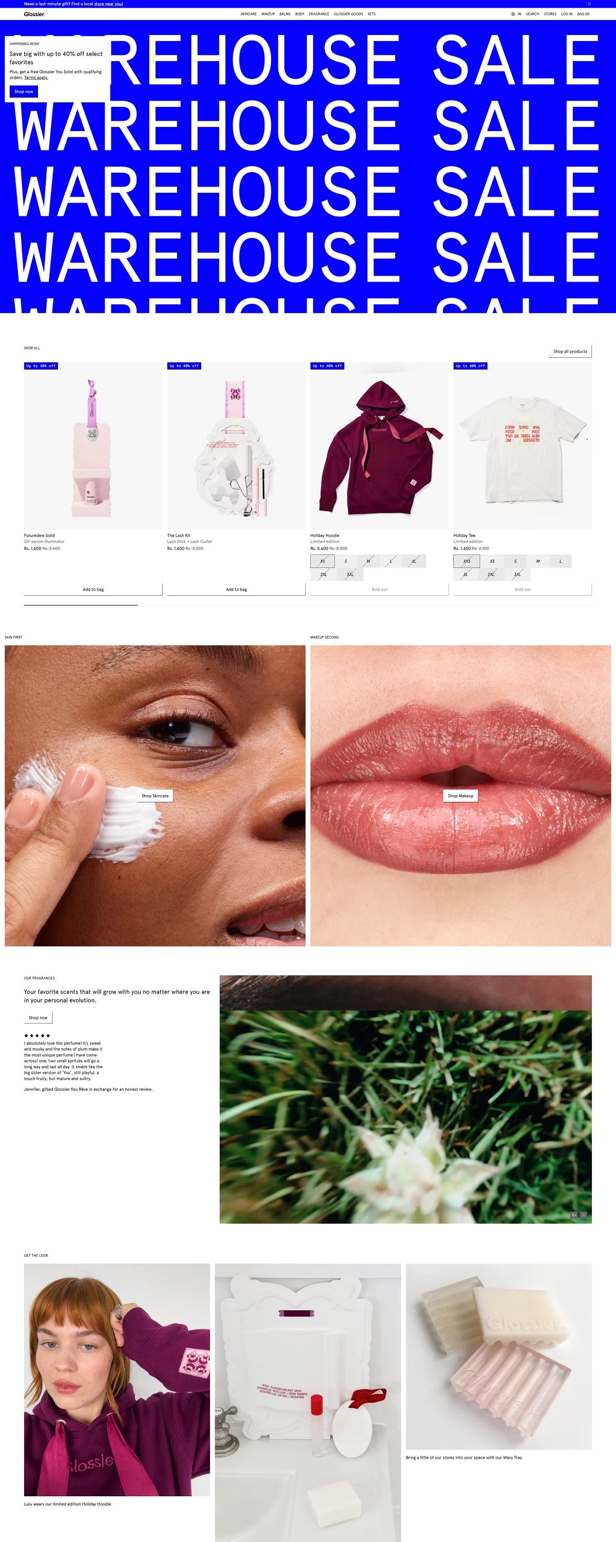 eCommerce website: Glossier
