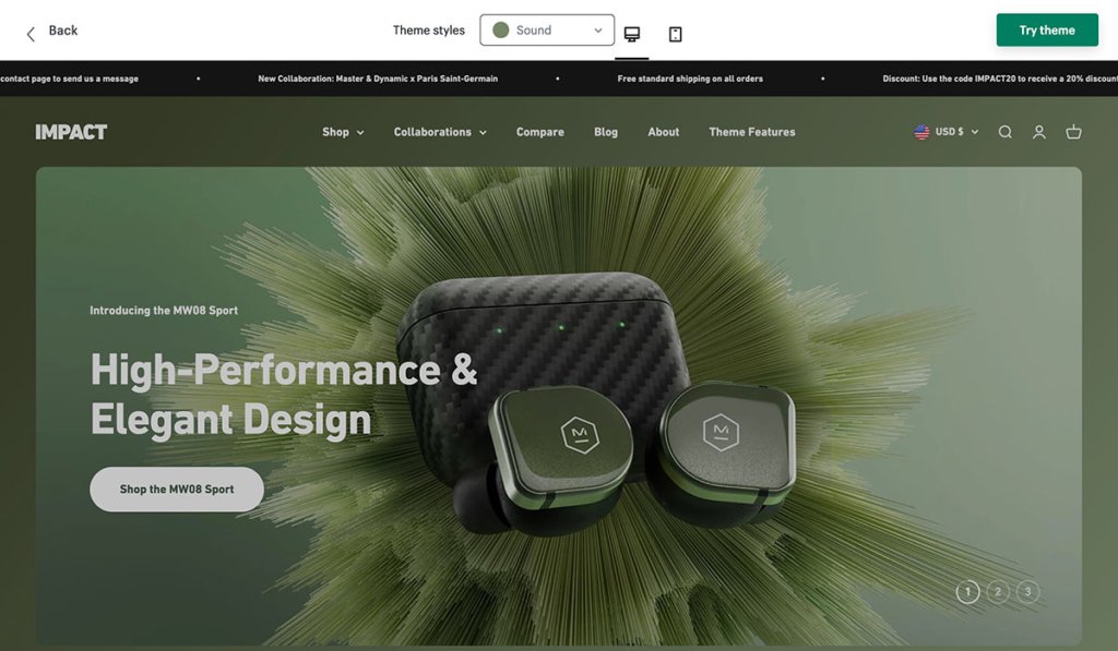 impact shopify theme preview sound