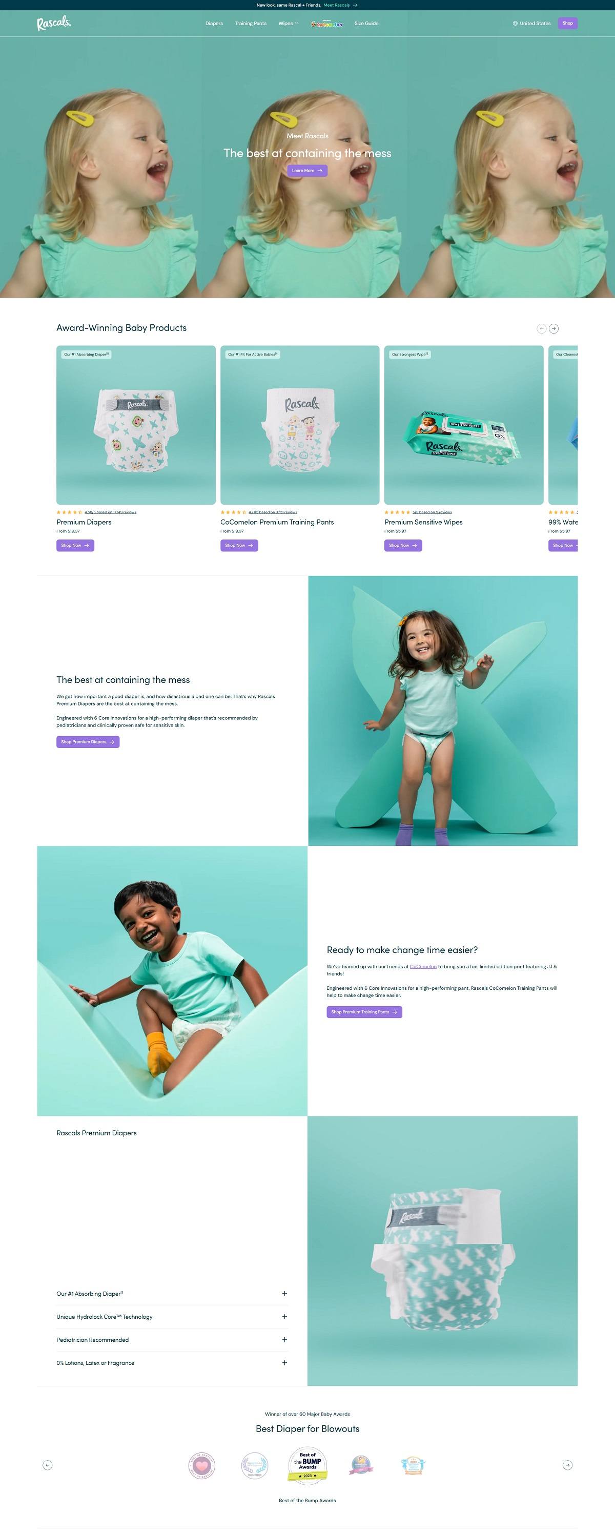 eCommerce website: Rascals Baby