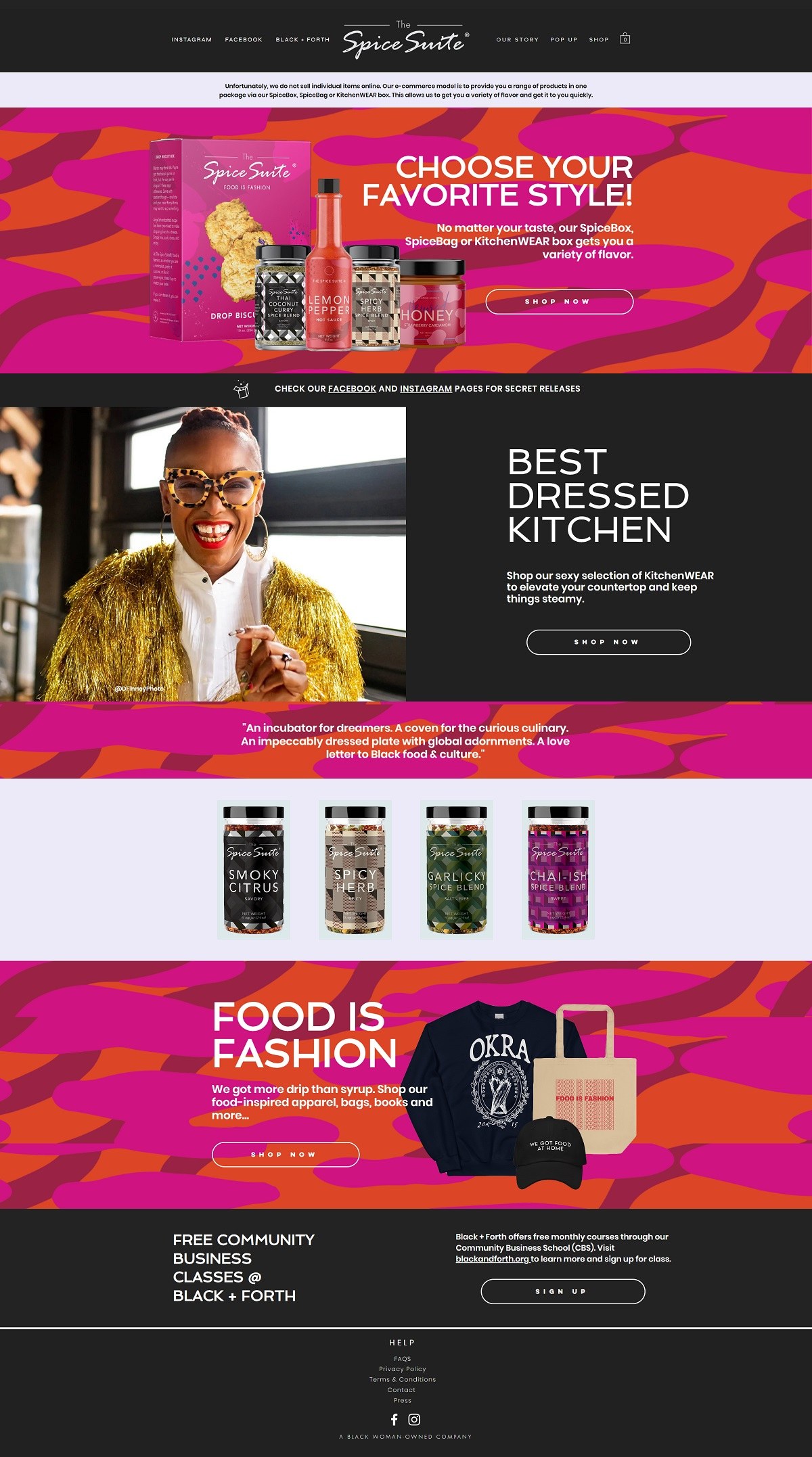 eCommerce website: The Spice Suite