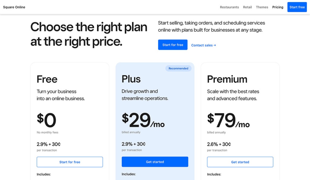 square online pricing